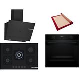 Bosch Siyah 3 Lü Ankastre Set 360 ( HUA717BA0T - PNQ7B6P30O - DWK67PJ60T ) 75CM Wok Bek Ocak - Buhar Destekli - Pişirme Matı ile