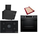 Bosch Siyah 3 Lü Ankastre Set 365 ( Hua736eg0t - Pnq7b6p30o - Dwk67pj60t ) 75cm Wok Bek Ocak - Buhar Destekli - Pişirme Matı Ile