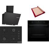 Bosch Siyah 3 Lü Ankastre Set 376 ( HUA736EA0T - POP7C6P30O - DWK66PJ60T ) 67CM Ocak - Buhar Destekli - Pişirme Matı ile