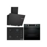 Bosch Siyah 3 Lü Ankastre Set 377 ( HUA736EG0T - POP7C6P30O - DWK66PJ60T ) 67CM Ocak - Buhar Destekli