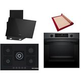 Bosch Siyah 3 Lü Ankastre Set 389 ( Hua736eg0t - Pnq7b6p30o - Dwk63pj60t(61t) ) 75cm Wok Bek Ocak - Buhar Destekli - Pişirme Matı Ile