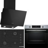Bosch Siyah 3 Lü Ankastre Set 398 ( HUA717BR0T - POP7C6P30O - DWK63PJ60T(61T) ) 67CM Ocak - Buhar Destekli