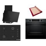 Bosch Siyah 3 Lü Ankastre Set 401 ( HUA736EG0T - POP7C6P30O - DWK63PJ60T(61T) ) 67CM Ocak - Buhar Destekli - Pişirme Matı ile