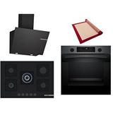 Bosch Siyah 3 Lü Ankastre Set 437 ( Hua736eg0t - Pnq7b6p30o - Dwk66pj60t ) 75cm Wok Bek Ocak - Buhar Destekli - Pişirme Matı Ile