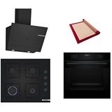 Bosch Siyah 3 Lü Ankastre Set 444 ( HUA717BA0T - POP6C6P30O - DWK67PJ60T ) - Buhar Destekli - Pişirme Matı ile