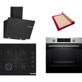 Bosch Siyah 3 Lü Ankastre Set 446 ( HUA717BR0T - POP6C6P30O - DWK67PJ60T ) - Buhar Destekli - Pişirme Matı ile