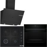 Bosch Siyah 3 Lü Ankastre Set 452 ( HJG852YB0T - POP6C6P30O - DWK67PJ60T ) - 3D Fry Hava ile Kızartma -