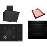 Bosch Siyah 3 Lü Ankastre Set 456 ( HUA717BA0T - POH7C6P30O - DWK67PJ60T ) 67CM Wok Bek Ocak - Buhar Destekli Fırın - Pişirme Matı ile