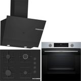 Bosch Siyah 3 Lü Ankastre Set 470 ( HUA717BR0T - POP7C6P30O - DWK67PJ60T ) 67CM Ocak - Buhar Destekli -
