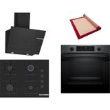 Bosch Siyah 3 Lü Ankastre Set 473 ( HUA736EG0T - POP7C6P30O - DWK67PJ60T ) 67CM Ocak - Buhar Destekli - Pişirme Matı ile
