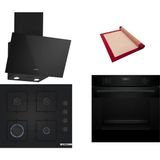 Bosch Siyah 3 Lü Ankastre Set 480 ( HUA717BA0T - POP6C6P31O - DWK63PJ60T (61T) ) - Buhar Destekli - Fırın Matı ile