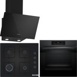 Bosch Siyah 3 Lü Ankastre Set 490 ( HJG852YT0T - POP6C6P31O - DWK63PJ60T (61T) ) - 3D Fry Hava ile Kızartma -