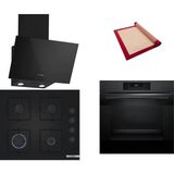 Bosch Siyah 3 Lü Ankastre Set 490 ( HJG852YT0T - POP6C6P31O - DWK63PJ60T (61T) ) - 3D Fry Hava ile Kızartma - Fırın Matı ile