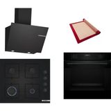 Bosch Siyah 3 Lü Ankastre Set 492 ( HUA717BA0T - POP6C6P31O - DWK66PJ60T ) - Buhar Destekli - Pişirme Matı ile