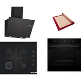 Bosch Siyah 3 Lü Ankastre Set 496 ( HUA736EA0T - POP6C6P31O - DWK66PJ60T ) - Buhar Destekli - Pişirme Matı ile