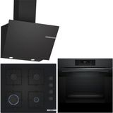 Bosch Siyah 3 Lü Ankastre Set 502 ( HJG852YT0T - POP6C6P31O - DWK66PJ60T ) - 3D Fry Hava ile Kızartma -