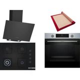 Bosch Siyah 3 Lü Ankastre Set 520 ( HUA717BR0T - POH7C6P31O - DWK64PJ60T ) 67CM Wok Bek Ocak - Buhar Destekli Inox Fırın - Pişirme Matı ile