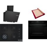Bosch Siyah 3 Lü Ankastre Set 530 ( HUA717BA0T - POH7C6P31O - DWK66PJ60T ) 67CM Wok Bek Ocak - Buhar Destekli Fırın -