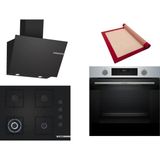 Bosch Siyah 3 Lü Ankastre Set 532 ( HUA717BR0T - POH7C6P31O - DWK66PJ60T ) 67CM Wok Bek Ocak - Buhar Destekli Inox Fırın -