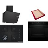 Bosch Siyah 3 Lü Ankastre Set 534 ( HUA736EA0T - POH7C6P31O - DWK66PJ60T ) 67CM Wok Bek Ocak - Buhar Destekli Fırın - Pişirme Matı ile