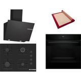 Bosch Siyah 3 Lü Ankastre Set 562 ( HJG852YB0T - POP7C6P31O - DWK66PJ60T ) 67CM Ocak - 3D Fry Hava ile Kızartma - Pişirme Matı ile