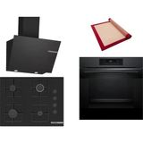 Bosch Siyah 3 Lü Ankastre Set 564 ( HJG852YT0T - POP7C6P31O - DWK66PJ60T ) 67CM Ocak - 3D Fry Hava ile Kızartma - Pişirme Matı ile