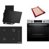 Bosch Siyah 3 Lü Ankastre Set 568 ( HUA717BR0T - POP7C6P31O - DWK63PJ60T(61T) ) 67CM Ocak - Buhar Destekli - Pişirme Matı ile