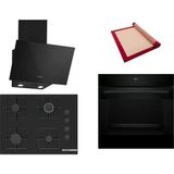 Bosch Siyah 3 Lü Ankastre Set 574 ( HJG852YB0T - POP7C6P31O - DWK63PJ60T(61T) ) 67CM Ocak - 3D Fry Hava ile Kızartma - Pişirme Matı ile
