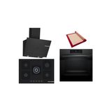 Bosch Siyah 3 Lü Ankastre Set (Hjg852yt0t-Pnq7b6p30o-Dwk67pj60t) 3D Fry - Pişirme Matı İle