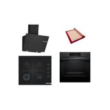 Bosch Siyah 3 Lü Ankastre Set (Hjg852yt0t-Pop6c6p30o-Dwk67pj60t) 3D Fry - Pişirme Matı İle
