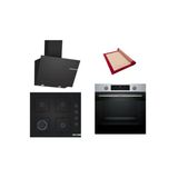 Bosch Siyah 3 Lü Ankastre Set (Hua717br0t-Pop6c6p30o-Dwk66pj60t) Buhar Destekli - Pişirme Matı İle