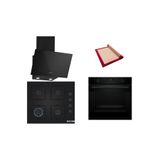 Bosch Siyah 3 lü Ankastre Set (HUA736EA0T - POP6C6P31O - DWK63PJ60T) Buhar Destekli - Fırın Matı ile