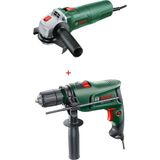 Bosch Spiral Taşlama Makinesi 750 Watt 115MM + 1 Ad Inox Taş + Darbeli Matkap 600 Watt