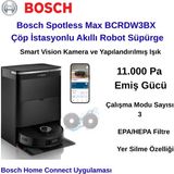 Bosch Spotless Max Çöp Istasyonlu Akıllı Robot Süpürge + Xiaomi Baskülhediye - Siyah