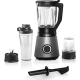 Bosch Stand Mikser, Smoothie Makinesi, 30.000 Rpm, 1200 W, Paslanmaz Çelik Bıçak, 1,5 L Thermosafe Cam Kap, 0,6 L Togo Şişe, Doğrayıcı, Avrupa Malı, Vitapower Series 4 MMB6177S - Siyah