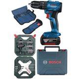 Bosch Tek Akülü Kömürsüz Darbeli Matkap Vidalama Şarjlı Matkap + 77 Parça Aksesuar Seti
