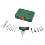 Bosch Tornavida Ucu Seti, 22 Parça (Maksimum Tork 46 Nm; 36 Dişli Dişliler; Manyetik Uç Tutucu; Yumuşak Saplı T Sap; 16 Uç S2 Çelik; 4 Lokma A
