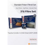 Bosch Toyota Corolla 1.4 D4D Dizel 2007-2009 Filtre Seti (3’lü / 3 Parça) Standart Polen + Hava + Yağ Filtresi (Yakıt Yok)