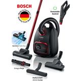 Bosch Turbo Halı Döver Başlıklı Serie 6 Propower Kumandalı Toz Torbalı Süpürge 850W 10 Yıl Motor Garantili - Siyah - Kırmızı