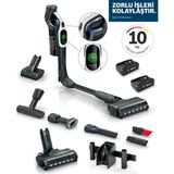 Bosch Unlimited 10 Pro Set Çift Bataryalı Kablosuz Dikey Süpürge Uzun Kullanım Süreli Bldc Motor Elde Kullanılabilen Turbo Fırçalı Başlık Halı Kilim Parke ve Araç BCS1041WAC++ - Beyaz