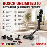 Bosch Unlimited 10 Şarjlı Dikey Süpürge - Siyah - Rose - 80Dk. Çalışma süresi