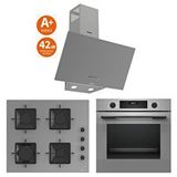 Bosch ve Ferre Antrasit 3 Lü Ankastre Set - Ultra Sessiz Davlumbaz - 42 Db ( Hua717bn0t - Ss208 - D088-sa ) Buhar Destekli Gri
