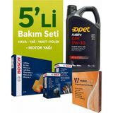Bosch Volkswagen Caddy 2.0 Dizel Filtre Bakım Seti-Opet 5W30 5lt (2020-2025) 5 Li