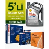 Bosch Volkswagen Caddy 2.0 Dizel Filtre Bakım Seti-Shell Helix Ultra Ect 5W30 4lt (2020-2025) 5 Li