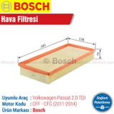 Bosch Volkswagen Passat 2.0 TDI 2011 2014 Filtre Bakım Seti