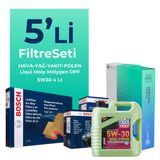 Bosch Volkswagen Polo 1.4 Dizel Filtre Bakım Seti Liqui Moly Motor Yağlı (2001-2009) 5 Li