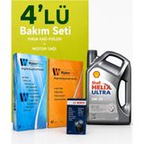 Bosch-Waben Volkswagen Caddy 2.0 Dizel Filtre Bakım Seti-Shell Helix Ultra Ect 5W30 4 Lt (2010-2015) 3 Lü