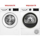 Bosch WGA242X3TR - WQA24201TR 9 kg Çamaşır Kurutma Makinesi 2'li Set Beyaz Renk Fonksiyonel Tasarım