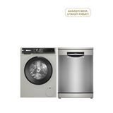 Bosch Wgk252zxtr Serie 6 Gümüş Çamaşır Makinesi 10 Kg + Sms6eki63t Serie 6 Inox 6 Progralı Wi-fi Bulaşık Makinesi - Gri