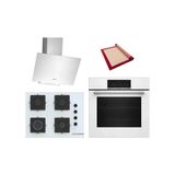 Bosch White 3 Lü Ankastre Set 628 ( HBJ559EW6T - POP7C2P31O - DWK64PJ20T ) - 3D Fry Tepsili - 67CM Ocak - Pişirme Matı ile